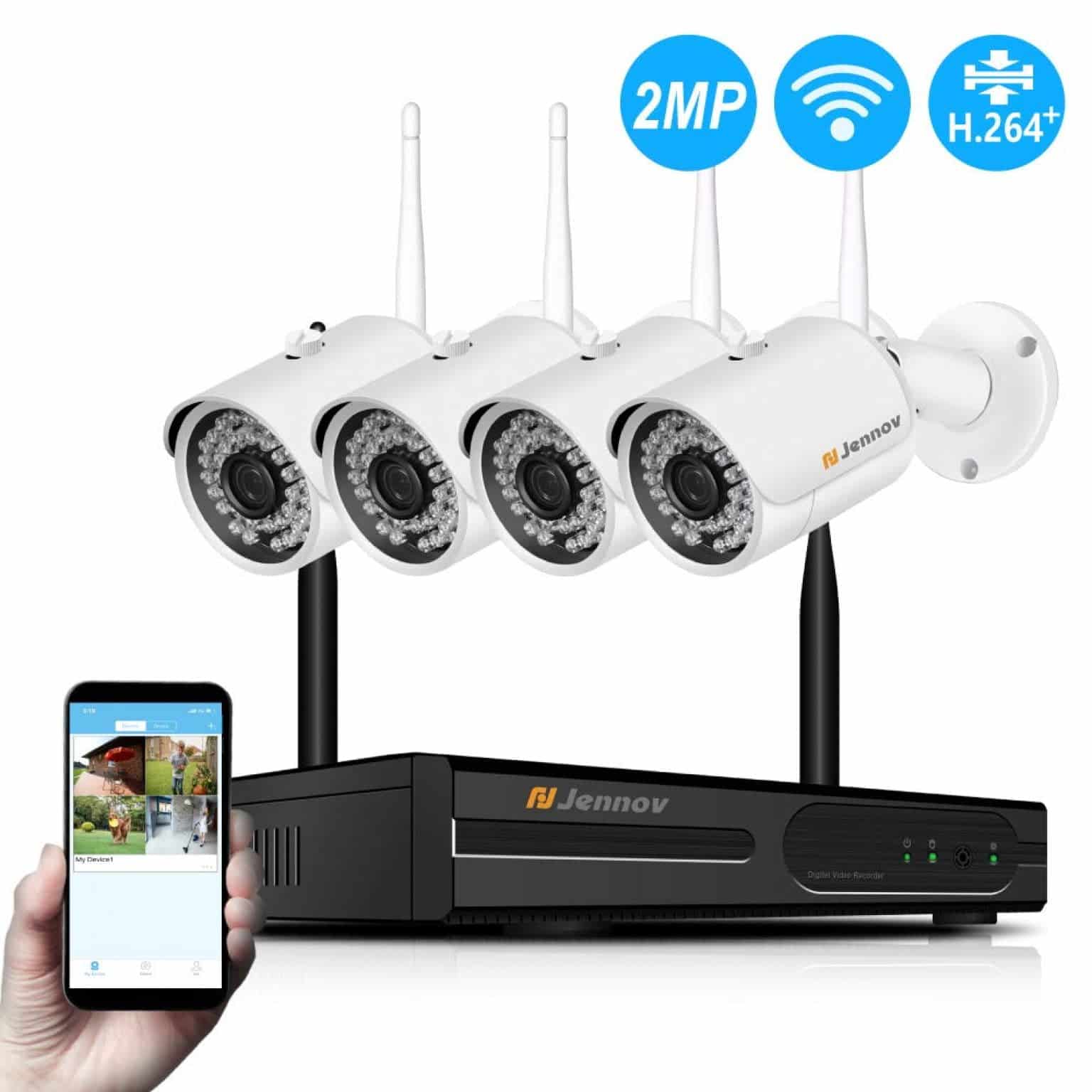 Kit Vidéo Surveillance WiFi sans Fil, Jennov HD Système Caméra